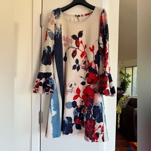 Anthropologie red, white, blue floral swing dress M